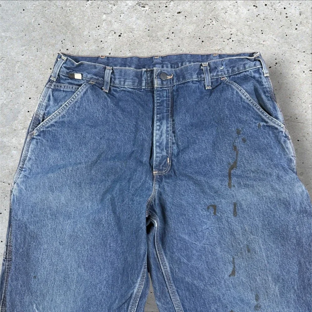 Carhartt FRB13DNM Flame Resistant Denim Jeans Men 38x32 Measure 38x30 Dungaree